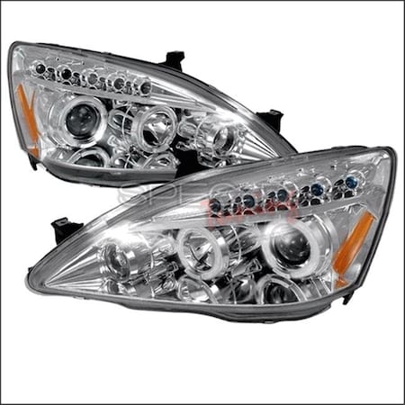 Overtime Halo LED Projector Headlights for 03 to 07 Honda Accord; Chrome - 10 x 25 x 26 in. OV126200